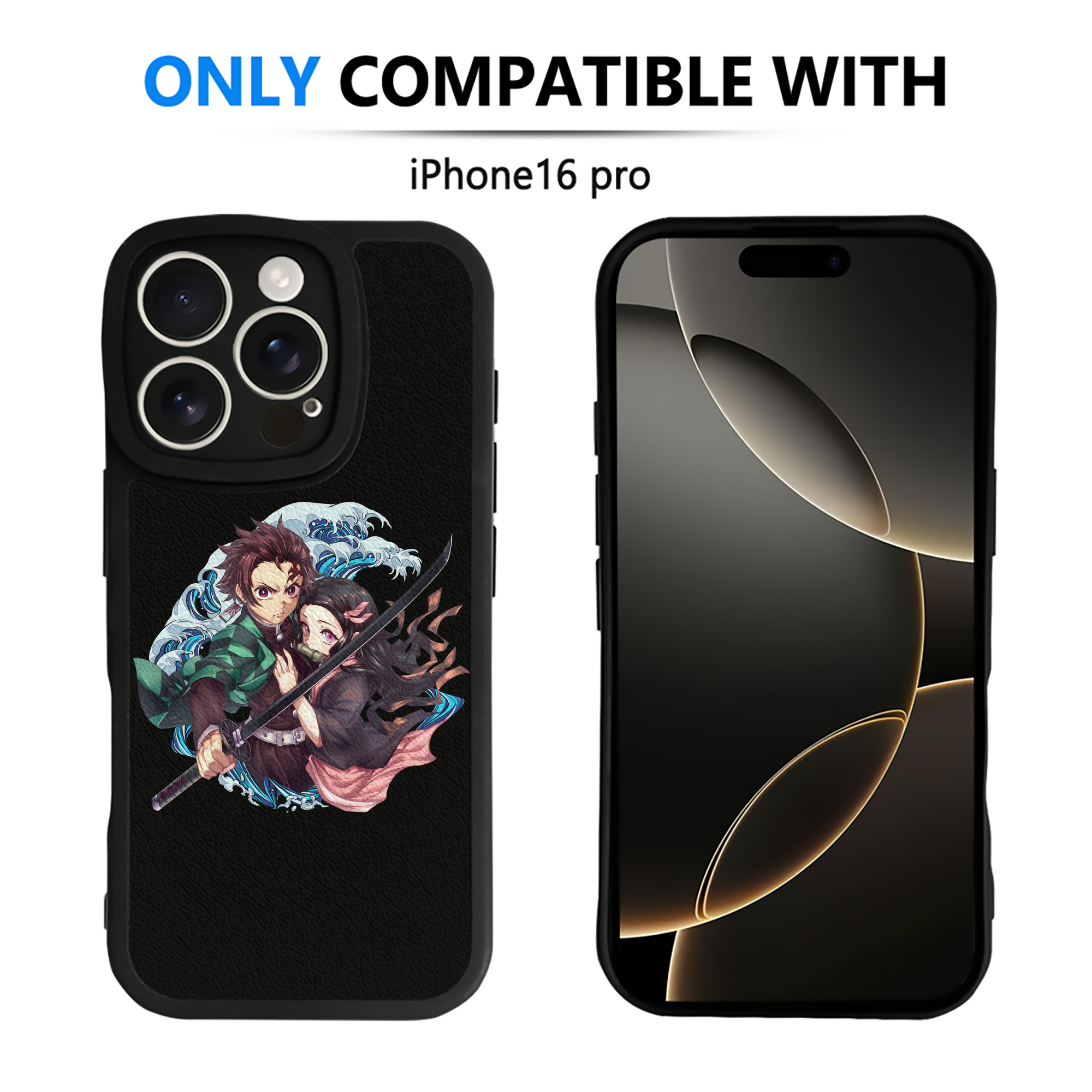 （画像用） 鬼滅の刃（きめつのやいば）竈門 禰󠄀豆子／かまど ねずこ Kamado Nezuko 【iPhone 16シリーズ対応】シリコンスマホケース（レザー調） 材質：シリコン